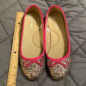 Girls Women Pink Glitter Multi-color Flats Cat & Jack 5